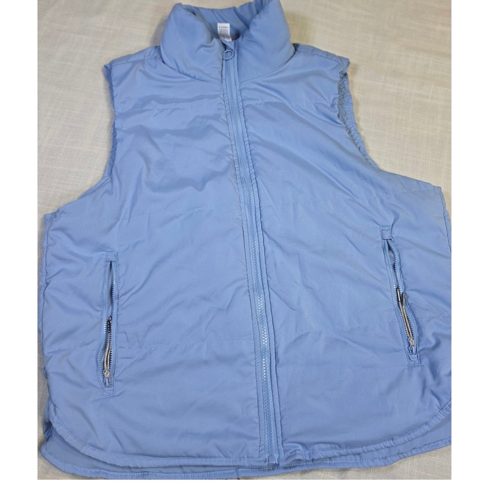 90 Degree by Reflex Light Blue Below Zero Puffer Vest Womens XL Full Zip Pockets